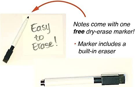Antvio Dry Erase Sticky Notes for Wall 4×4 inch Pack of 12 with 1 Free Marker Pen