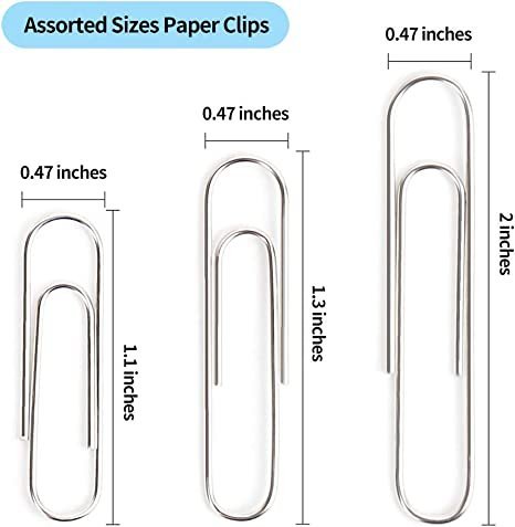 700 Paper Clips,Medium and Jumbo Size, (28 mm,33mm,50 mm) (Silver)