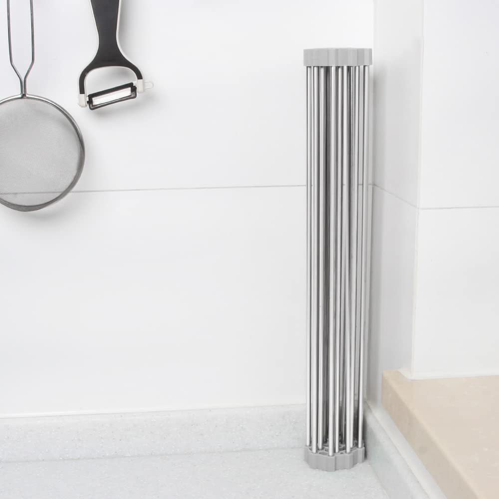 Attom Tech Home Roll Up Dish Racks Multipurpose Foldable Stainless Steel, 17.7″ x 15.5″ Large