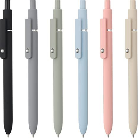 6 Pack Cute Gel Pens, Fine Point 0.5mm Black Ink Rolling Ball Gel Pens