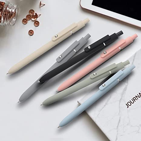 6 Pack Cute Gel Pens, Fine Point 0.5mm Black Ink Rolling Ball Gel Pens