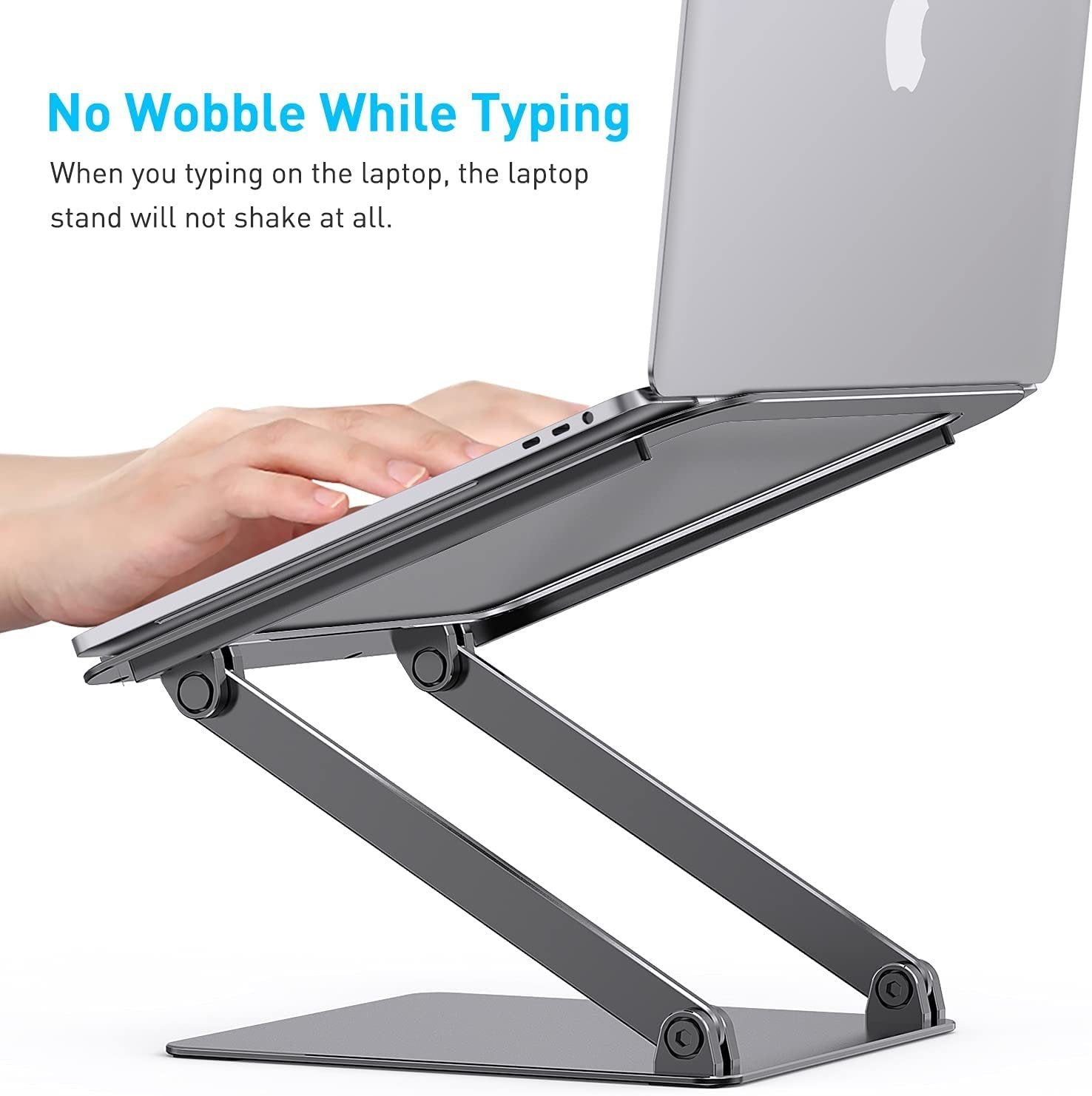 Almoz Laptop Stand, Aluminum Computer Riser, Compatible with All Laptop 10-17.3 Inches, Space Grey