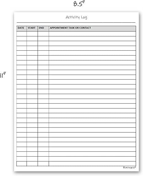 Activity Log Notepad, 50 Pages Activity Log, 11 X 8.5 Inch A4 Tear Sheets. Made in the USA.