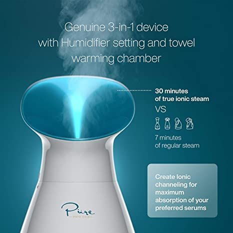3-in-1 Large Nano Ionic Facial Steamer with Precise Temp Control – Humidifier – Unclogs Pores – Blackheads – Spa Quality – Bonus 5 Piece Stainless Steel Skin Kit
