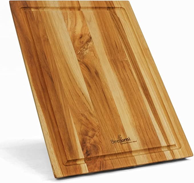BEEFURNI Small Wooden Cutting Boards for Kitchen, 1 Year Warranty, (S, 15.5 x 11 x 0.75 inches)