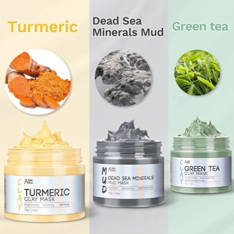 ANAI RUI Turmeric Clay Mask Set, 2.5 oz each