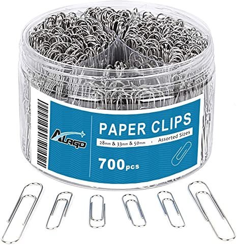 700 Paper Clips,Medium and Jumbo Size, (28 mm,33mm,50 mm) (Silver)