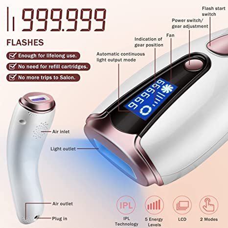 at-Home Hair Removal for Women & Men, Permanent Painless Hair Removal Device for Facial Whole Body
