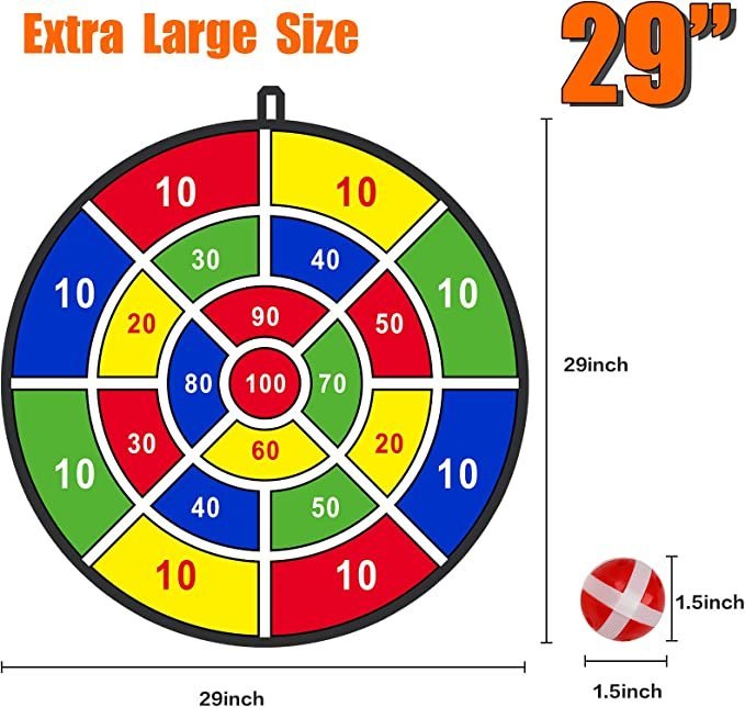 29″ Large Dart Board for Kids, Birthday Gifts for 3 4 5 6 7 8 9 10 11 12 Year Old Boys Girls