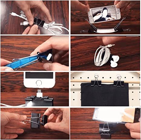 Binder Clips Paper Clamp for Paper-130 Pcs Clips Paper Binder Assorted Sizes (Black)
