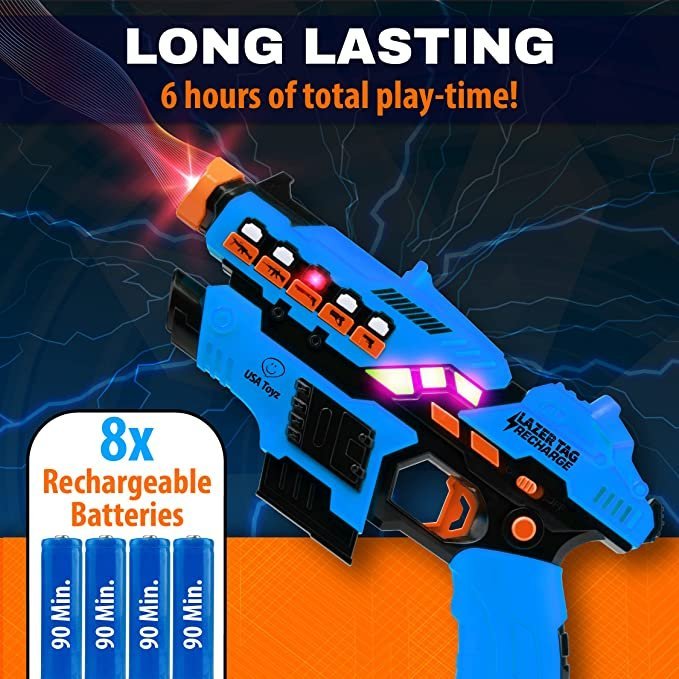 USA Toyz Rechargeable Laser Tag Game – 4pk Laser Tag Set with Guns and Vests