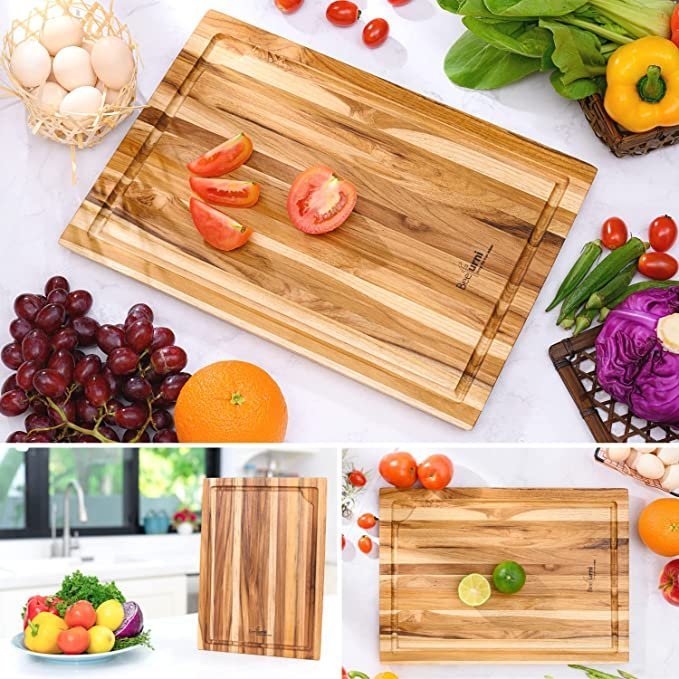 BEEFURNI Small Wooden Cutting Boards for Kitchen, 1 Year Warranty, (S, 15.5 x 11 x 0.75 inches)