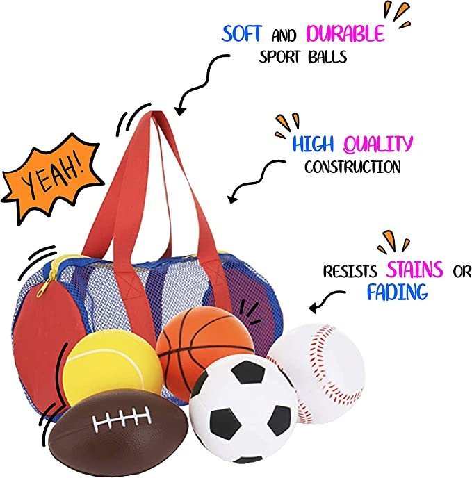 Balls for Kids, Toddler Sports Toys – Set of 5