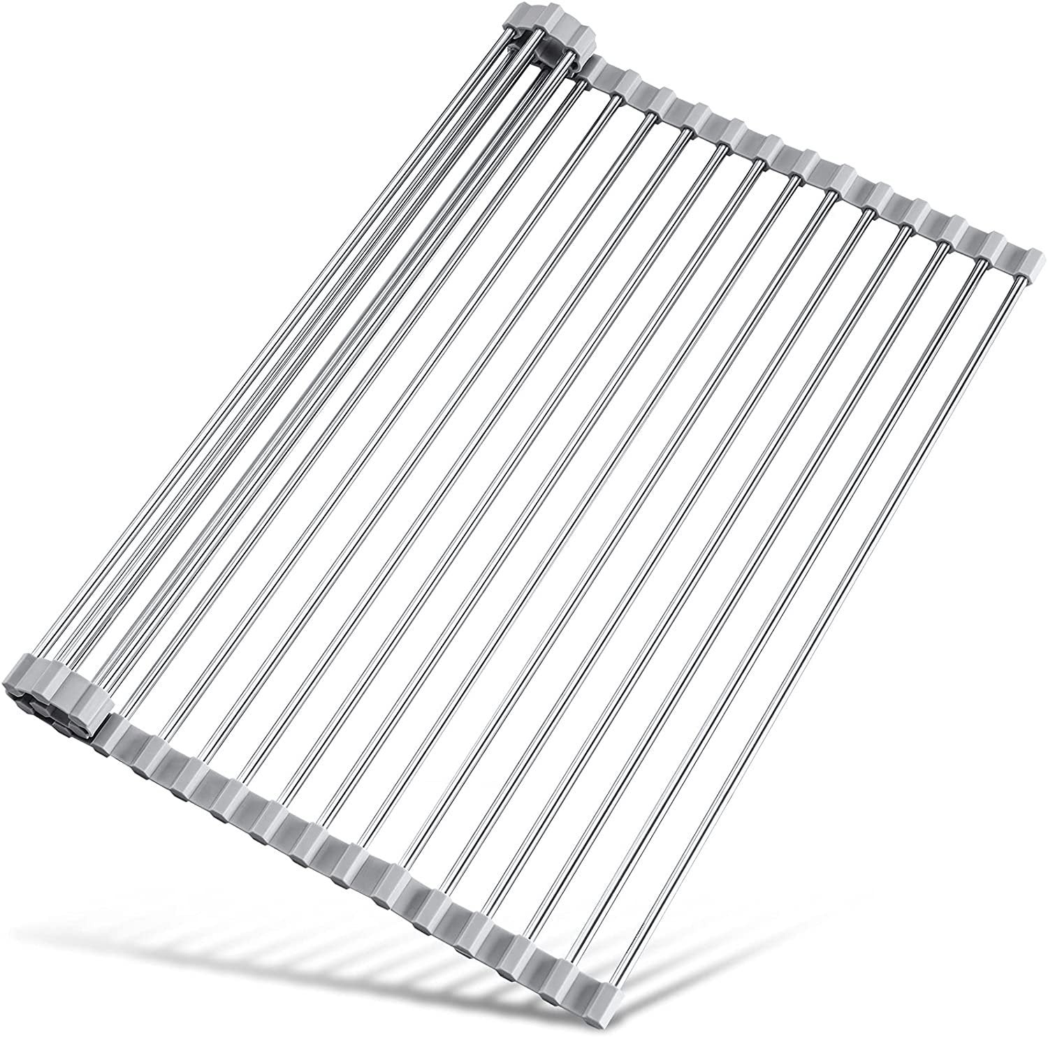 Attom Tech Home Roll Up Dish Racks Multipurpose Foldable Stainless Steel, 17.7″ x 15.5″ Large
