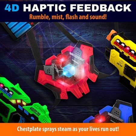 USA Toyz Rechargeable Laser Tag Game – 4pk Laser Tag Set with Guns and Vests