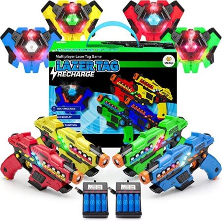 USA Toyz Rechargeable Laser Tag Game – 4pk Laser Tag Set with Guns and Vests
