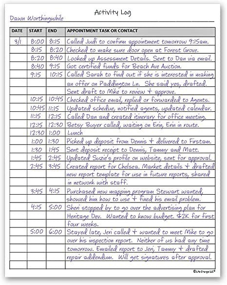 Activity Log Notepad, 50 Pages Activity Log, 11 X 8.5 Inch A4 Tear Sheets. Made in the USA.